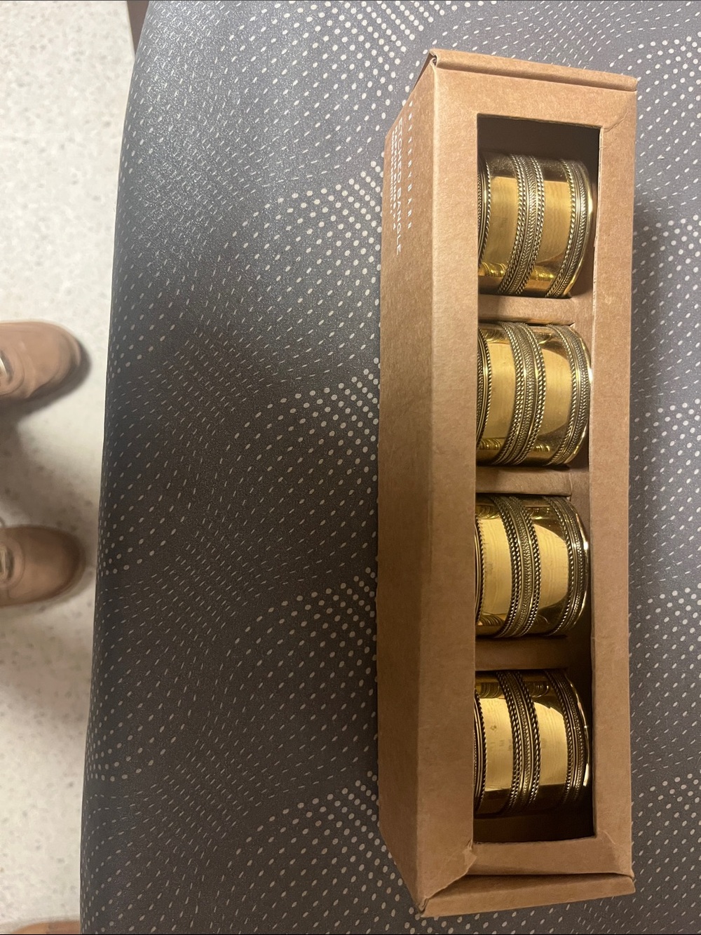 Pottery Barn Gold Metal Napkin Rings Set of 4